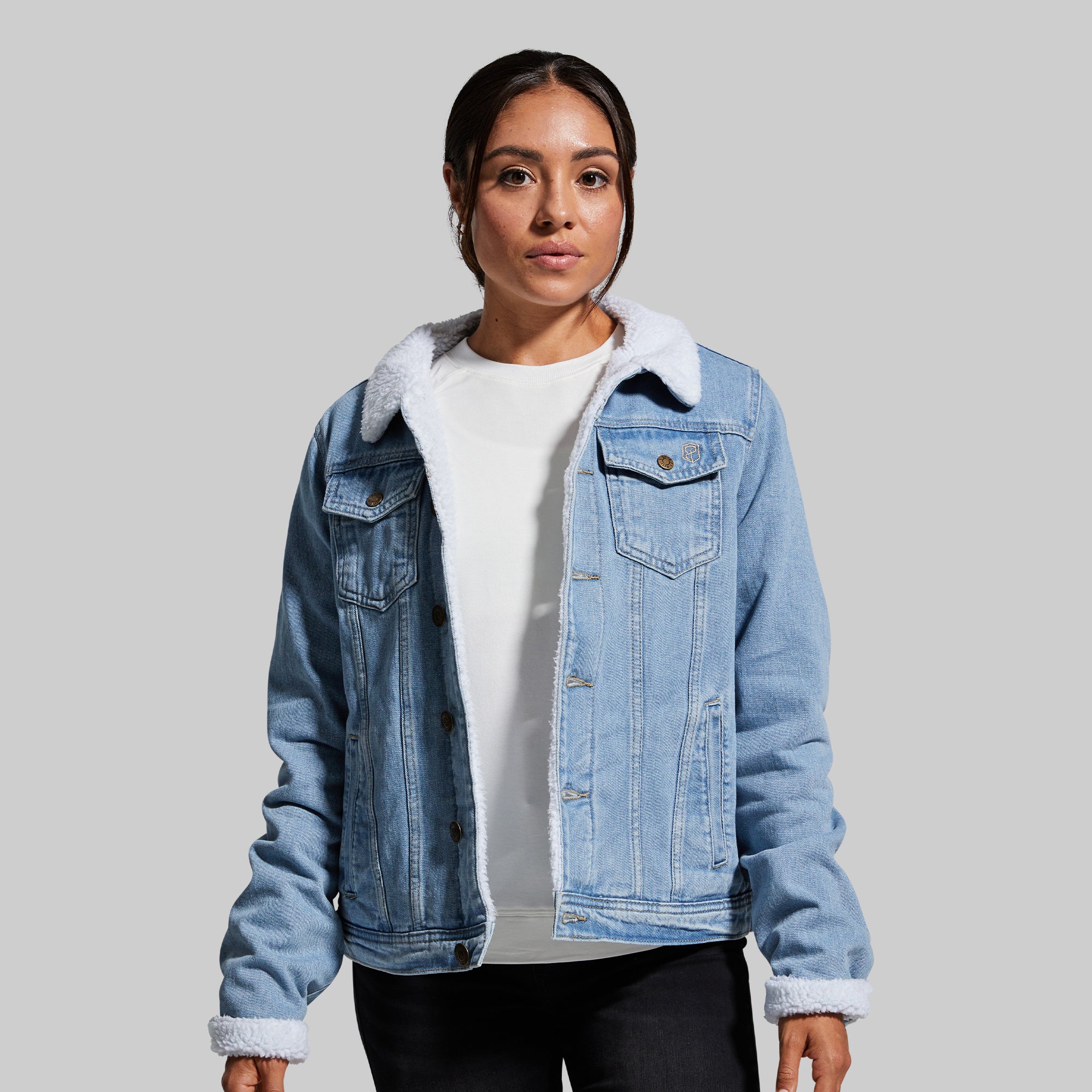 Sherpa lined trucker jacket on sale womens