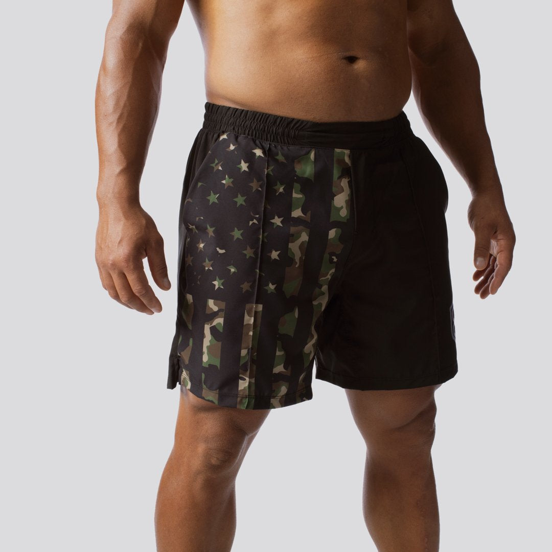 Camouflage Board Shorts American Flag Gym Shorts bornprimitive canada