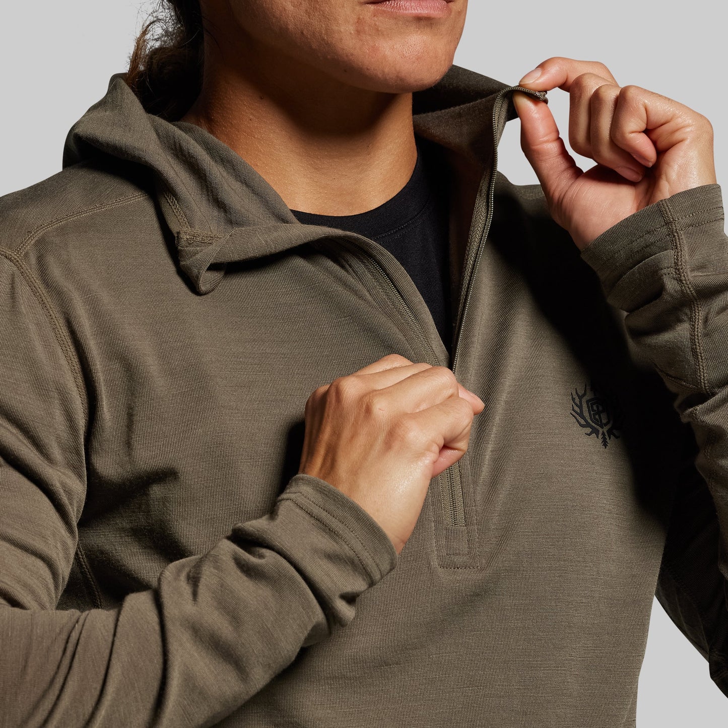 Women's Ridgeline Merino Half Zip Hoodie 165 (OD Green)