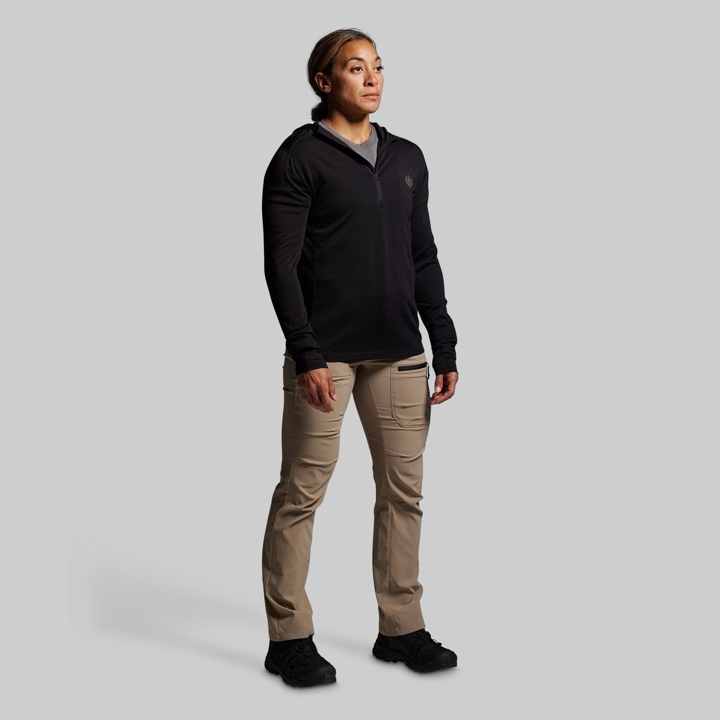 Women's Ridgeline Merino Half Zip Hoodie 165 (Black)