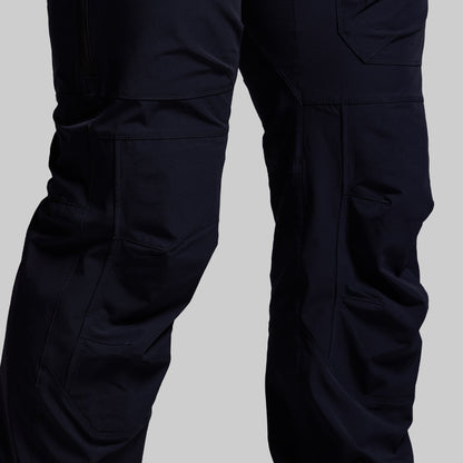 Navy blue pants on a light gray background