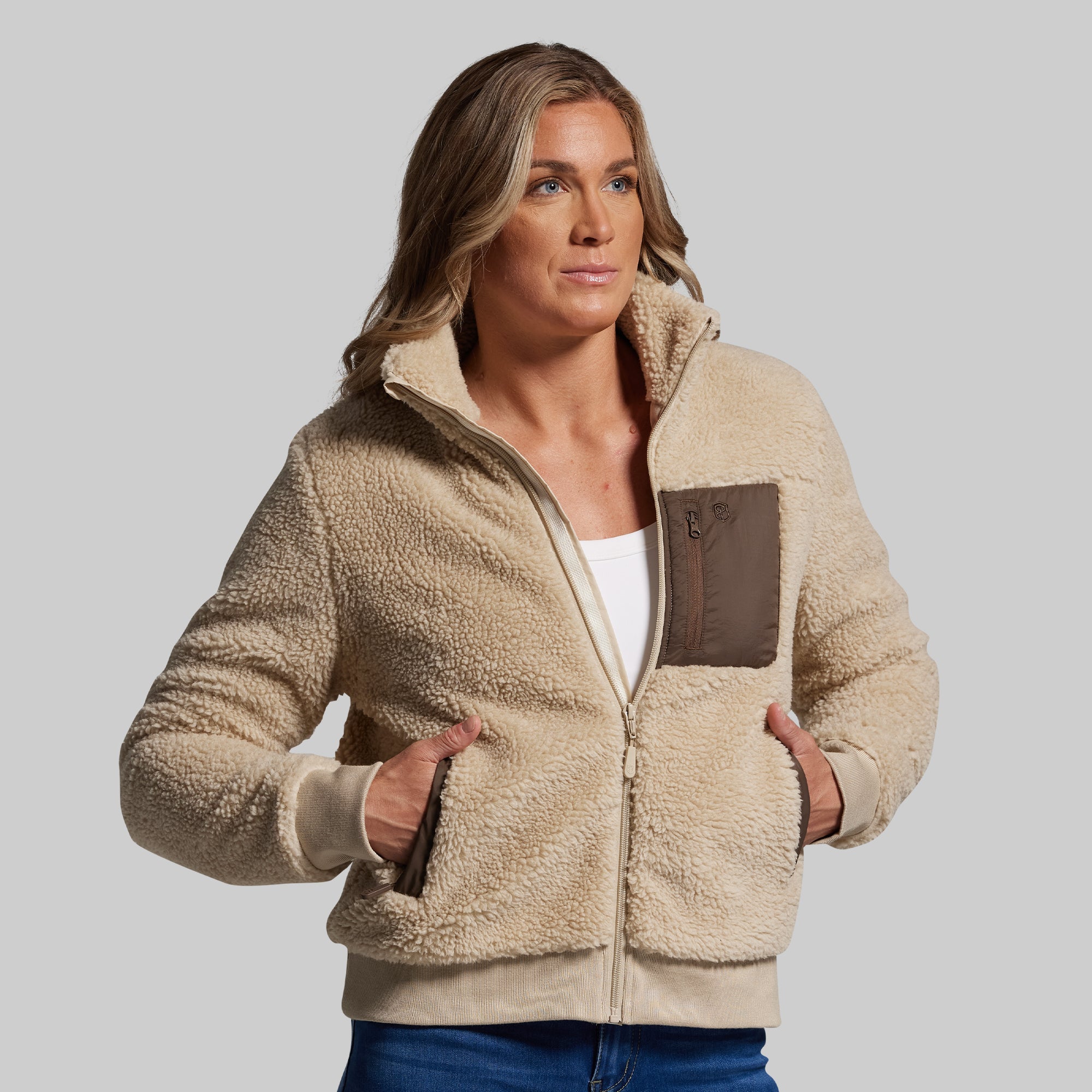 ジャケット・アウター ella selectshop shaggy jacquard blouson Women's All Season Sherpa Full Zip (Oatmeal) – Born Primitive Canada