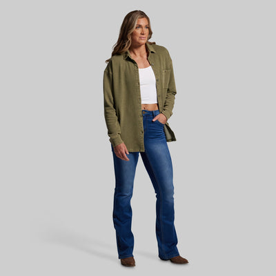 Women's Oversized Washed Knit (Deep Green)