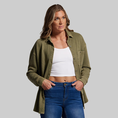 Women's Oversized Washed Knit (Deep Green)