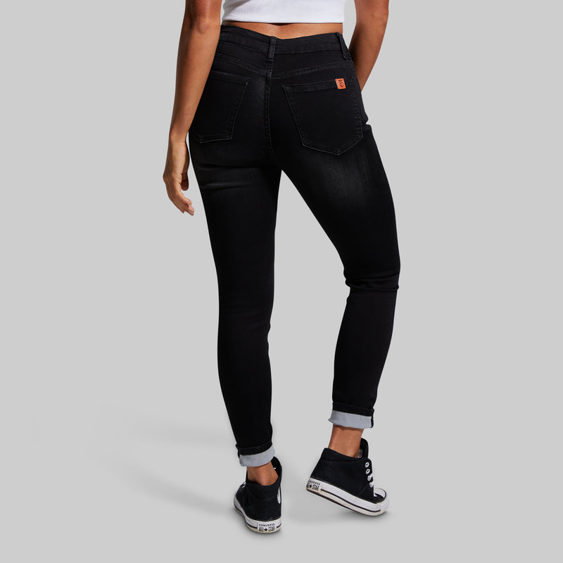 Pieces Flex high waist skinny jeans in black