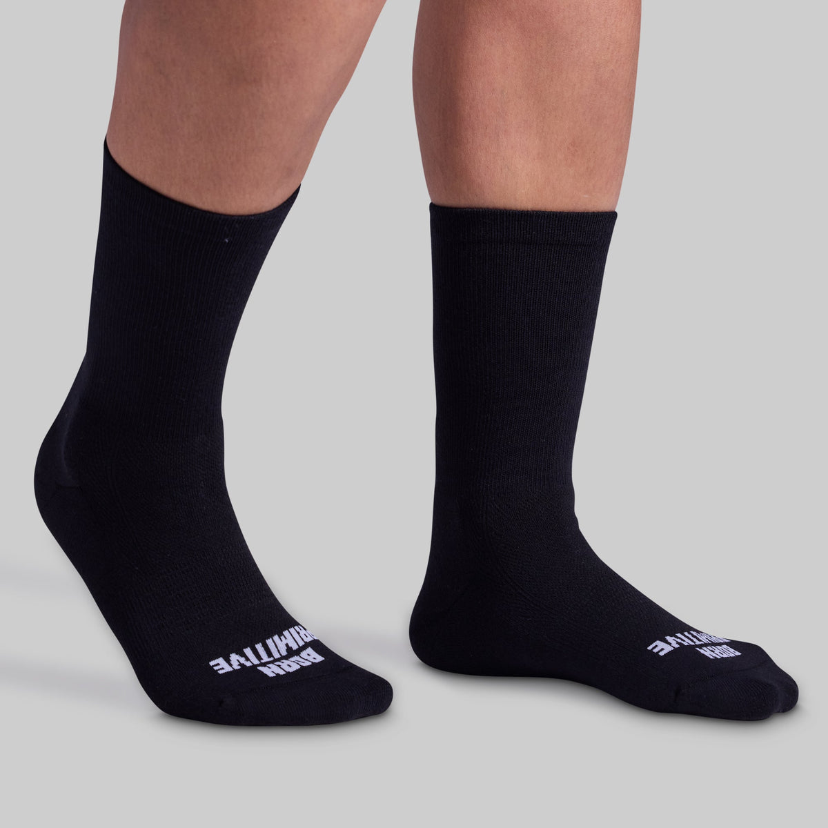 Performance Crew Sock (Black): front fit showing toe branding.