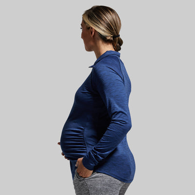 Maternity Zip Neck Athleisure Long Sleeve (Navy)