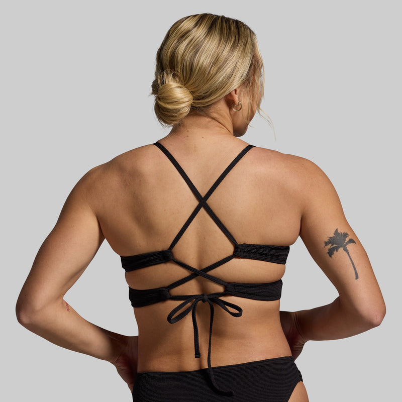 Sea Level Crinkle Bikini Top (Black)