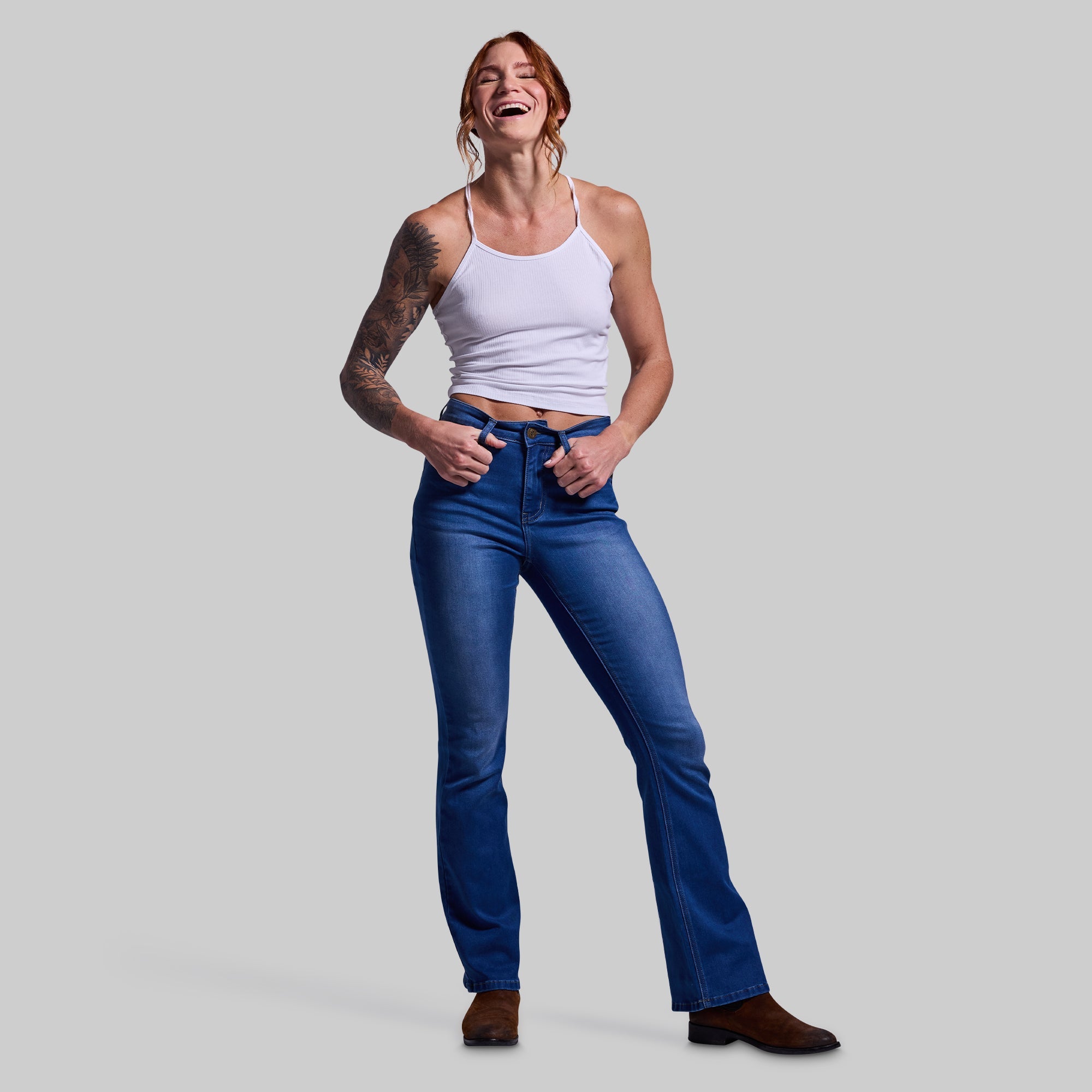 FLEX Stretchy Mid-Rise Boot Cut Jean (Mid Wash) – Born Primitive