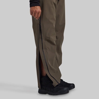Full-length side zipper open on Ranger Green Mission FLEX Rain Pant 2.0
