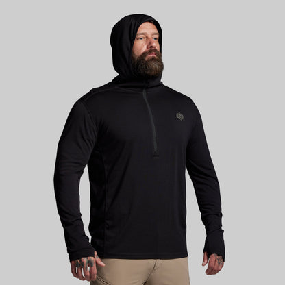 Ridgeline Merino Half Zip Hoodie 165 (Black)