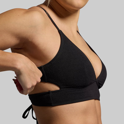 Sea Level Crinkle Bikini Top (Black)