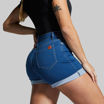 FLEX Stretchy Mom Jean Short (Mid Wash)