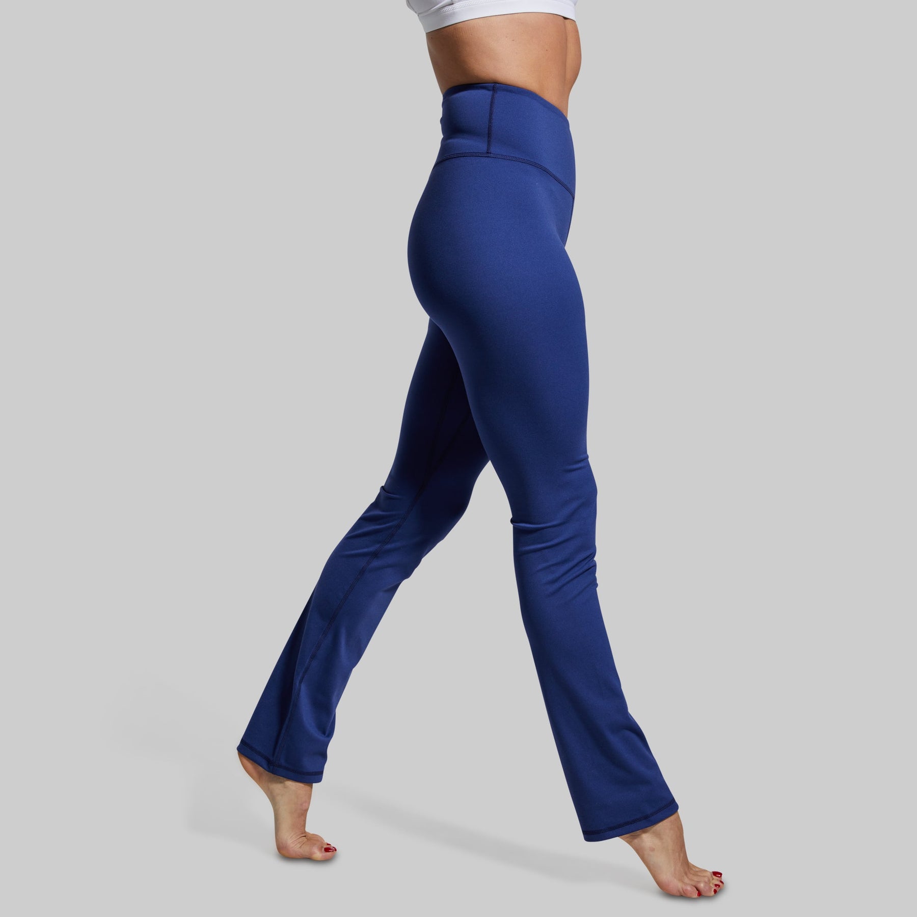Women's High Waist Yoga Pants with Pockets, Full Length - Dark Dusty Blue /  S