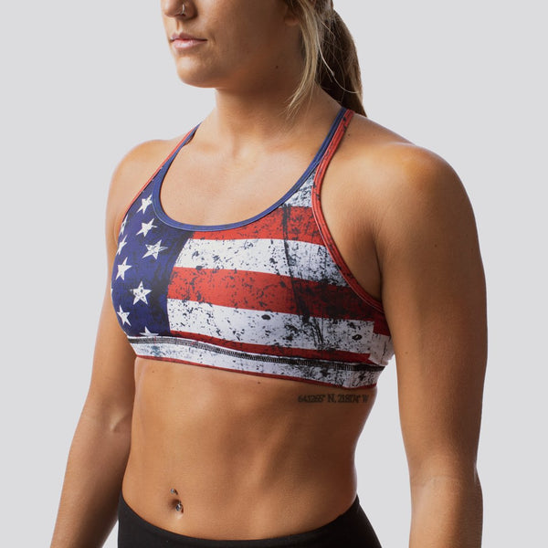 Warrior Sports Bra  American Flag Sports Bra with Support