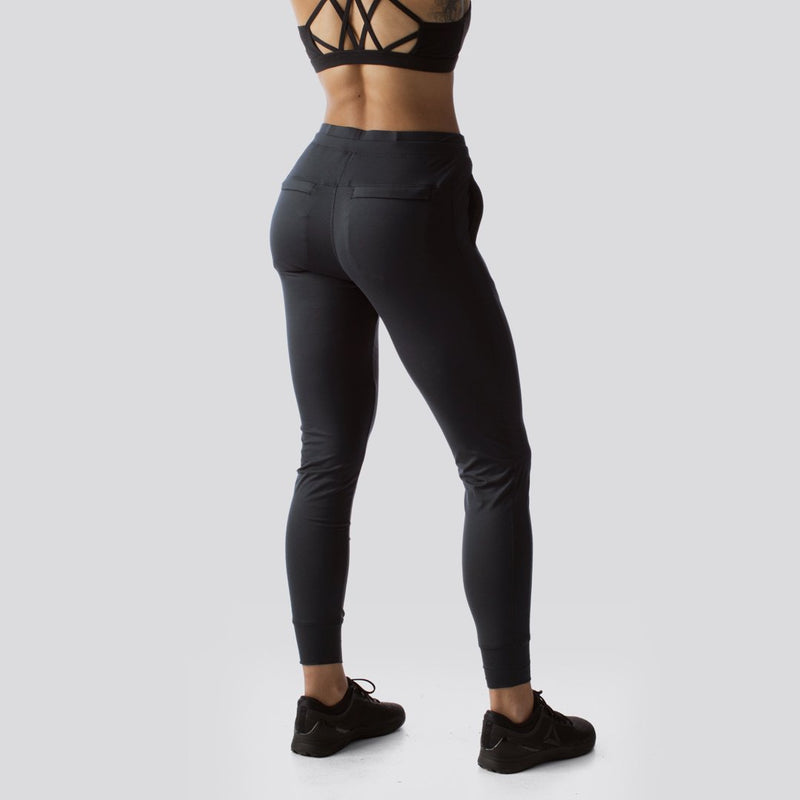 Women's Black Sweatpants  Joggers with Zip Pockets