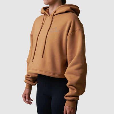 Revival Cropped Fleece Hoodie (Camel)