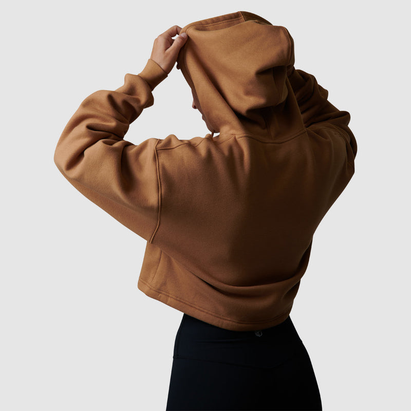 Revival Cropped Fleece Hoodie (Camel)