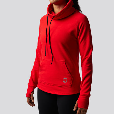 Women's Red Sweatshirt  Cowl Hoodie – bornprimitive canada