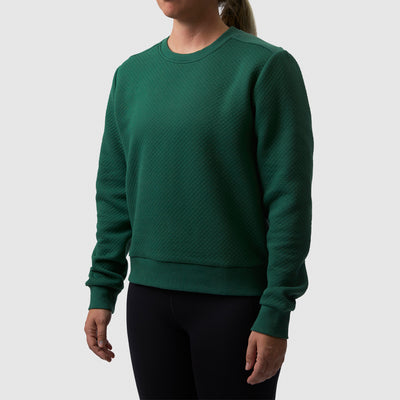 Women's Waffle Crewneck Pullover (Evergreen)