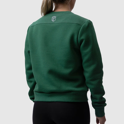 Women's Waffle Crewneck Pullover (Evergreen)