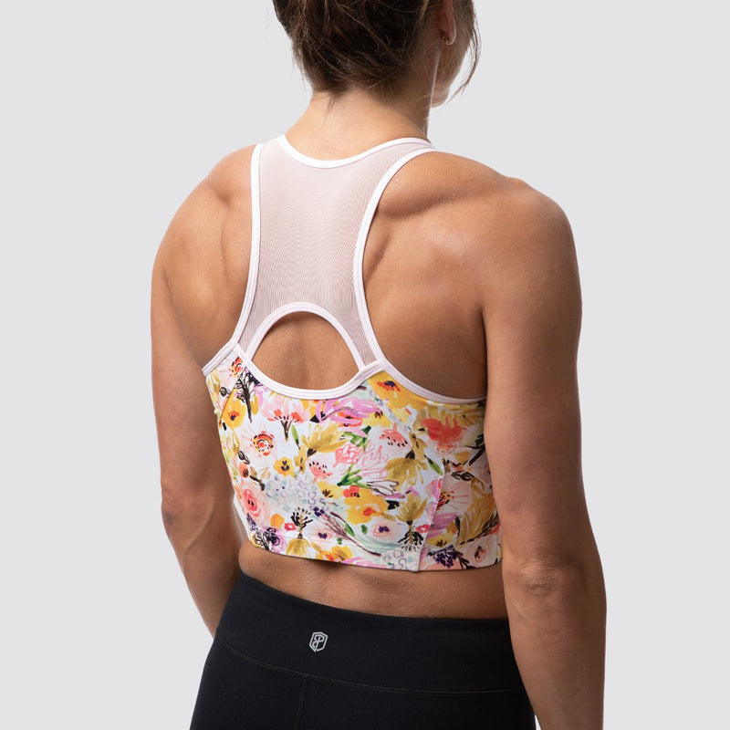 Meshed Up Cropped Sports Bra (Watercolor Fields)