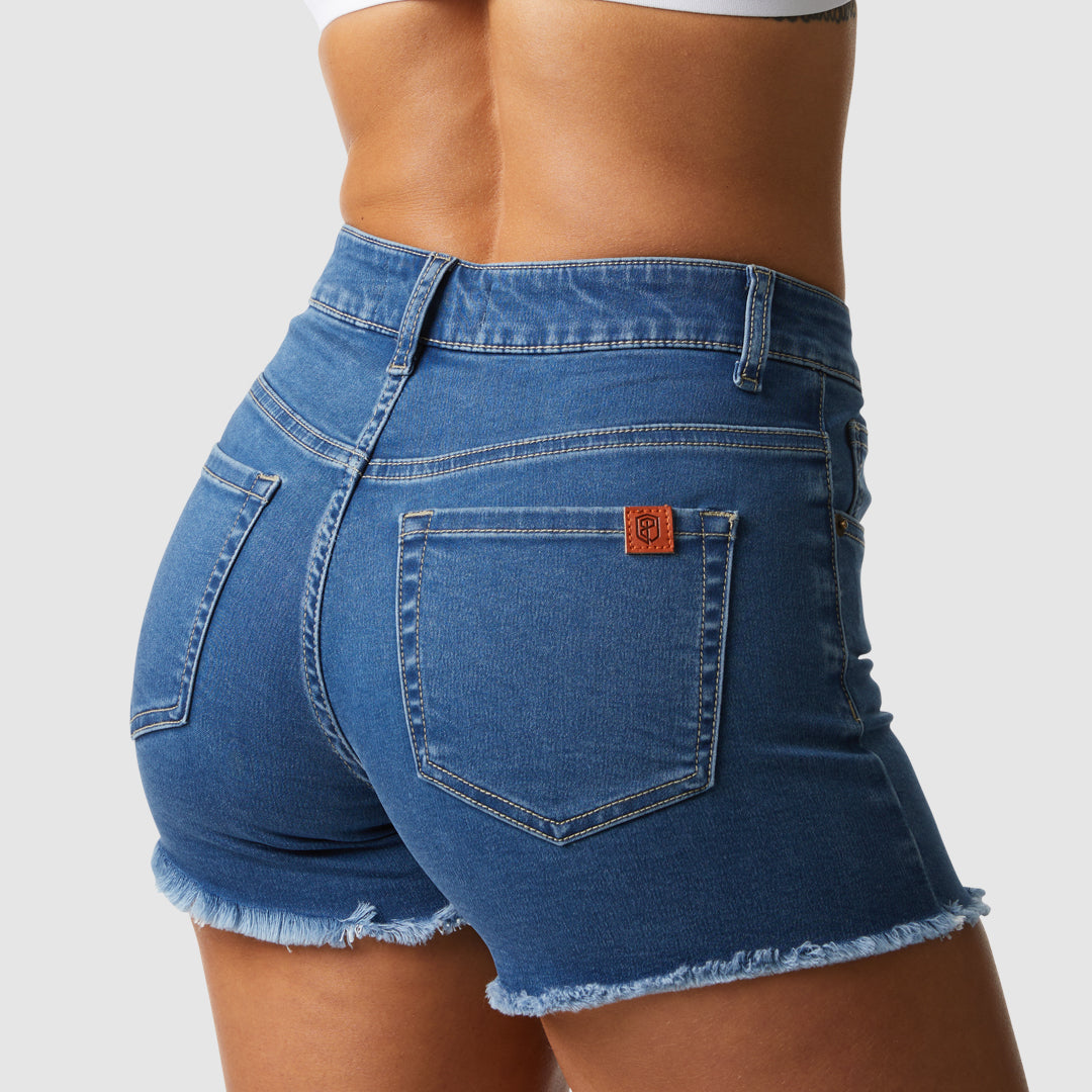 Born Primitive Flex Stretchy Jean Shorts – Cut Off Jean Shorts for Women  –Denim Shorts –Cotton-Mix Blue Jean Mid-Rise Shorts, Light Wash, XS :  : Fashion